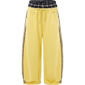 <b>Men</b> Heavyweight High Elastic Waist Baggy Sweatpants Wide Leg <b>Jogger</b> Pants Acid Wash <b>Polyester</b> Cotton Casual Streetwear - Product Image 1