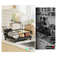 Étagère de rangement double couche WIREKING pour ustensiles de cuisine, égouttoir à vaisselle au-dessus de l'évier avec porte-couverts