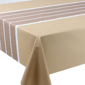 批发豪华长方形可洗宴会印花塑料PVC桌布