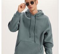Hoodie & Sweatshirt Pria Ukuran Besar Vintage Hitam Polos Unisex Bahan Tebal Acid Wash Oversized