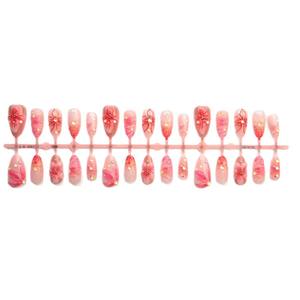 TSZS 30 <span class=keywords><strong>Uñas</strong></span> <span class=keywords><strong>Postizas</strong></span> Adhesivas de Cobertura Completa con Diseño Floral 3D de Durazno Amarillo, <span class=keywords><strong>Uñas</strong></span> Falsas Desmontables con Pegamento - Product Image 6