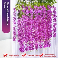 Bunga Sutra Wisteria Tangkai Tunggal untuk Hiasan Dinding, Susunan Padat 12 Buah, Tinggi 8 Kaki, Dekorasi Pernikahan Dalam Ruangan, Gaya Pastoral