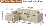 Canapé convertible en forme de L Wayon Premium rembourré en mousse haute densité compressée pour appartement et studio