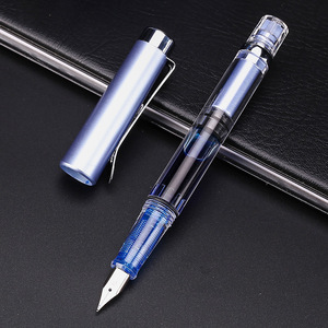 Stylo plume en plastique transparent à encre multicolore en cristal clair pour écrire des finances - Product Image 4