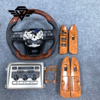 Kit de Mejora Interior para Toyota Land Cruiser LC100 FJ100 1998-2007, Panel de Control de Aire Acondicionado Plateado, Volante de Madera, Adorno para Ventana