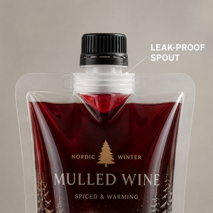 Pochette personnalisée imprimée avec bec verseur pour boissons chaudes de Noël, <span class=keywords><strong>vin</strong></span> <span class=keywords><strong>chaud</strong></span>, emballage plastique à faible MOQ - Product Image 3