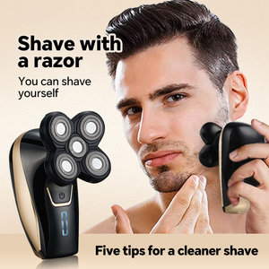 5 in 1 Five-Blade Stainless Steel Rotary Shaver IPX5 With USB Charging for Face Household and Use 1. 5 Floating <b>Heads</b> for Full C - Product Image 2