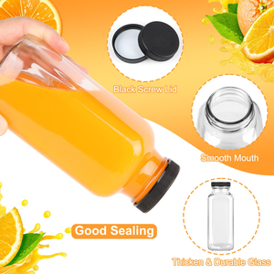 Botella de Vidrio Cuadrada Francesa Transparente de 8oz 12oz 16oz 250ml 350ml 500ml 950ml para Jugo de Frutas con Tapa de Rosca Hermética - Product Image 3