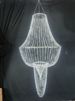 Luminaire suspendu moderne au design luxueux pour décoration de mariage d'hôtel Lustre à LED en acrylique et fer argenté doré
