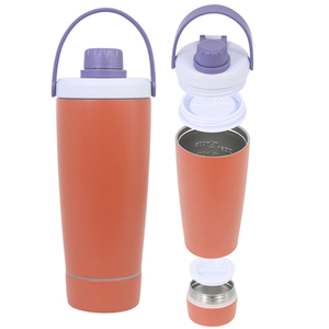 Botella de Agua Aislada de Acero Inoxidable de 20oz, Portátil, a Prueba de Fugas, con <span class=keywords><strong>Compartimento</strong></span> para Polvo, Asa de Transporte, Vaso Mezclador para Gimnasio, Venta al Por Mayor - Product Image 1