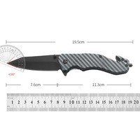 Couteau de poche pliant à manche ABS, lame noire, verrouillage Liner Lock, couteau tactique EDC avec brise-vitre et clip ceinture