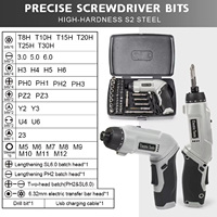 Kit de tournevis électrique professionnel rechargeable DIY, perceuse sans fil, embouts, 3.7V, couple 7.1N.m, outils d'entretien