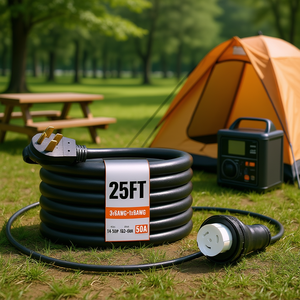 Cable de alimentación para generador Nema 14-50P de 25 pies y 50A con conector de bloqueo giratorio STW 3x6AWG para uso en exteriores - Product Image 2