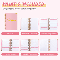 Cadeau pour Filles, Planificateur Hebdomadaire 2026 Rose avec Logo Doré Personnalisé, Cahier d'Objectifs