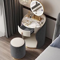 Table de toilette ronde miniature de luxe, petite maison moderne, chambre de princesse, célébrité d'Internet, style nordique en bois