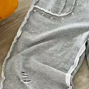 <span class=keywords><strong>Pantaloni</strong></span> da Jogging Personalizzati a Vita Alta in Felpa Francese, Gamba Larga e <span class=keywords><strong>Oversize</strong></span> per Uomo, Stile Distressed e Baggy - Product Image 4