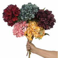Ranting Bunga Hydrangea Buatan dari Sutra Imitasi untuk Dekorasi Bunga Pernikahan dan Rumah