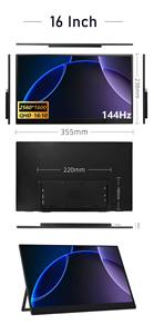 Moniteur LCD portable IPS 16 pouces 2.5K 100Hz pour ordinateur portable et PS5, écran étendu, vente en gros usine - Product Image 6