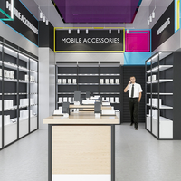 Comptoir de magasin de téléphonie mobile en verre moderne avec design personnalisé, matériau durable pour les magasins de vente au détail de téléphonie mobile