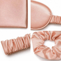 Masque de sommeil en satin de soie, chouchou pour cheveux, masque carré pour les yeux, ensemble en boîte cadeau couleur unie