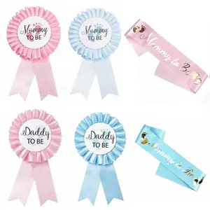 Mom To Be Satin Sash Baby Shower And Badge Gender Reveal Party Mommy To Be Ribbon Sash Daddy Badge Favor Gifts Supplies