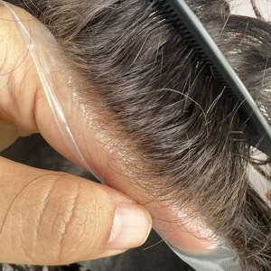 Prothèse capillaire homme bouclée 35mm, base PU ultra-fine 0.02-0.04mm, système capillaire humain avec ligne de <span class=keywords><strong>cheveux</strong></span> naturelle, nœuds blanchis et non détectables, technique V-Loop - Product Image 4