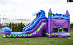 Beau château gonflable gonflable violet avec combo gonflable toboggan pour la location commerciale et de fête - Product Image 4