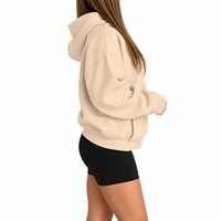 Sweat-shirt à capuche oversize pour femme, couleur unie, en coton tricoté, décontracté, avec poches avant, style hiver, coupe classique