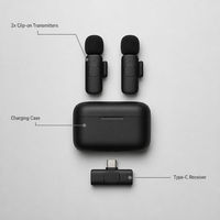 Kit de microphone cravate sans fil 2,4 GHz, ensemble de 2 micros à clip avec récepteur Type-C et étui de chargement pour diffusion en direct et vlog