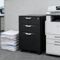 Armoire de classement de bureau en acier à 3 tiroirs verrouillables, mobile et verticale avec roulettes pour achats en gros