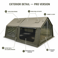 Tente de camping gonflable quatre saisons OEM/ODM 8+8m² en toile de coton TC, montage rapide, imperméable, protection UV, résistante au vent