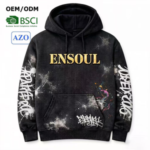 Sudadera con Capucha Personalizada 100% Algodón, Diseño de Graffiti con Estampado en Dorado, 380gsm, Estilo Vintage, Lavado Ácido, para Hombre - Product Image 1