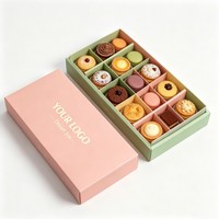 Boîte à chocolats personnalisée avec logo du fabricant, embossée, 8/10/12/16/24 pièces, boîte à biscuits et bonbons de qualité alimentaire avec séparateur, boîte cadeau de luxe