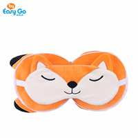 Oreiller de voyage convertible 2 en 1 en peluche et masque pour les yeux, coussin doux pour le cou pour avion/sieste au bureau - Fox & Monkey