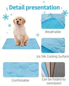 Tapis rafraîchissant pour animaux de compagnie en soie glacée, coussin respirant en maille pour chien, couverture d'été lavable, doublure de cage pour grands chiens - Product Image 4