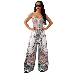 <span class=keywords><strong>Tuta</strong></span> da donna stampata stile bohémien, casual estiva, versatile, <span class=keywords><strong>con</strong></span> scollo a V e spalline, pantaloni a gamba larga - Product Image 5
