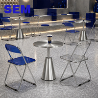 Ensemble table ronde et chaises pliantes en acrylique transparent SEM Factory Wholesale pour café, glacier, restaurant et projets commerciaux