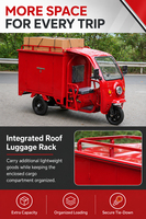 Tricycle électrique fermé d'usine avec portes latérales et arrière, moteur 3000W, charge utile 600-1500kg, vitesse maximale 35-40km/h pour un chargement facile