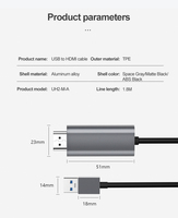 JustLink USB a HDMI Cable USB3.0 a HDMI 1080P Convertidor Adaptador Cable Macho a Macho Plug and Play para Laptop HDTV Monitor 1,8 M