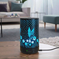 Diffuseur d'arômes ultrasonique en verre avec éclairage LED, humidificateur électrique USB pour la maison et le bureau