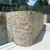 Revêtement mural en pierre naturelle SH STONE, quartzite jaune, forme libre, pour décoration extérieure