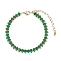 Bracelet Rétro Multicolore Pavé de Zircons Cubiques, Chaîne en Laiton Plaqué Or 14K pour le Bureau, le Quotidien, Cadeau, Designs Délicats