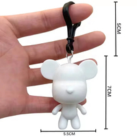 Porte-clés ours fluide mignon, moule blanc pour la peinture - Activité artistique éducative créative pour enfants et adultes