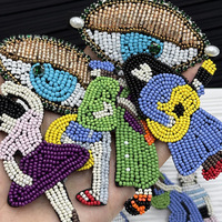 Patch en tissu brodé style urbain pour fille, motif personnages de mode, avec perles