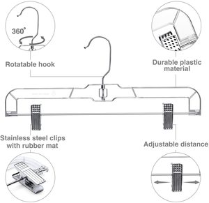 Bán Buôn 14 Inch Rõ Ràng Nhựa Xoay Quần Áo Móc Treo Với Kim Loại Clip Cho Quần, Quần Nhựa Móc Treo Quần - Product Image 2