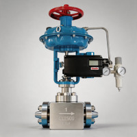 Vanne de régulation intelligente pneumatique avec actionneur à cage et commande 4-20 mA pour gaz, vapeur, eau, en acier inoxydable avec diaphragme en PTFE