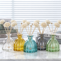 Diffuseur de parfum en verre décoratif de luxe 300 ml, transparent, jaune, bleu, vert, en forme de fleur, pour bureau, coiffeuse, cadeau de mariage