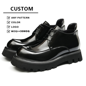 Nuovi Stivali da <span class=keywords><strong>Uomo</strong></span> alla Moda in Pelle Verniciata <span class=keywords><strong>con</strong></span> Suola Robusta, <span class=keywords><strong>Stivaletti</strong></span> in Vera Pelle <span class=keywords><strong>con</strong></span> Rialzo Interno - Product Image 1