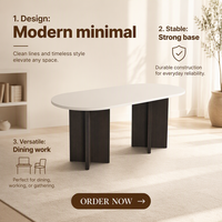 Table de salle à manger contemporaine de style nordique OEM, 1,8 m, design avec pieds en bois, table ovale moderne pour la maison