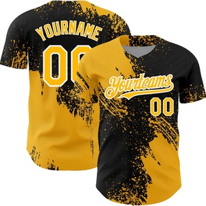Camiseta de Béisbol Estampada Estilo Hip Hop para Hombre, Camisa Casual con Botones, Manga Corta, Uniforme Deportivo Personalizado - Product Image 2